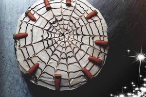 Our halloween carrot cake extravaganza with spiderweb decoration